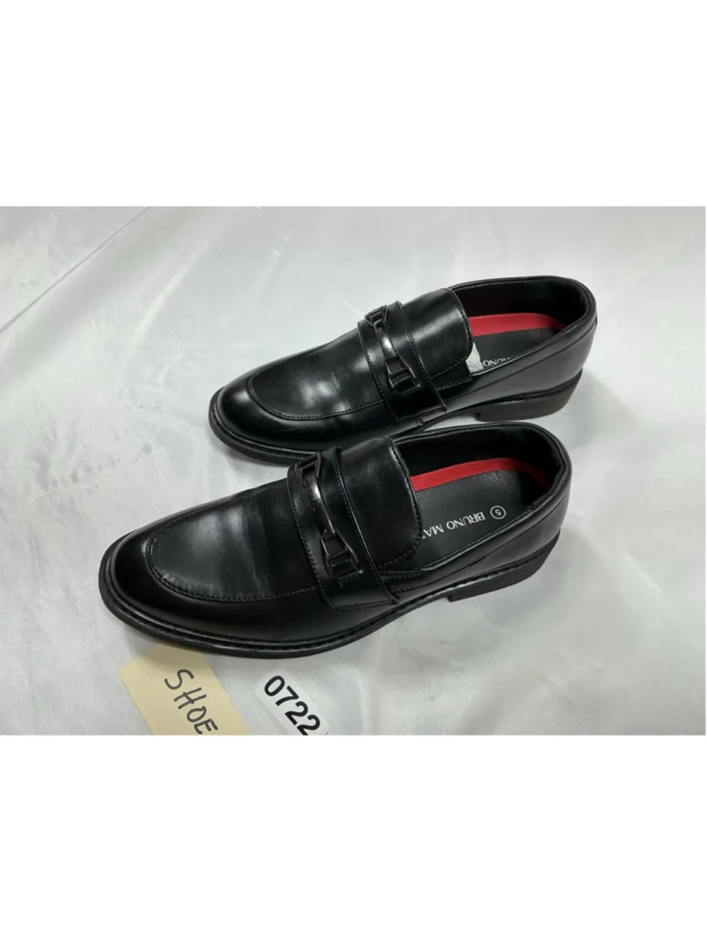 Boys Excellent Bruno Marc Slip On Dress Loafer Size 5 Black Block Heel